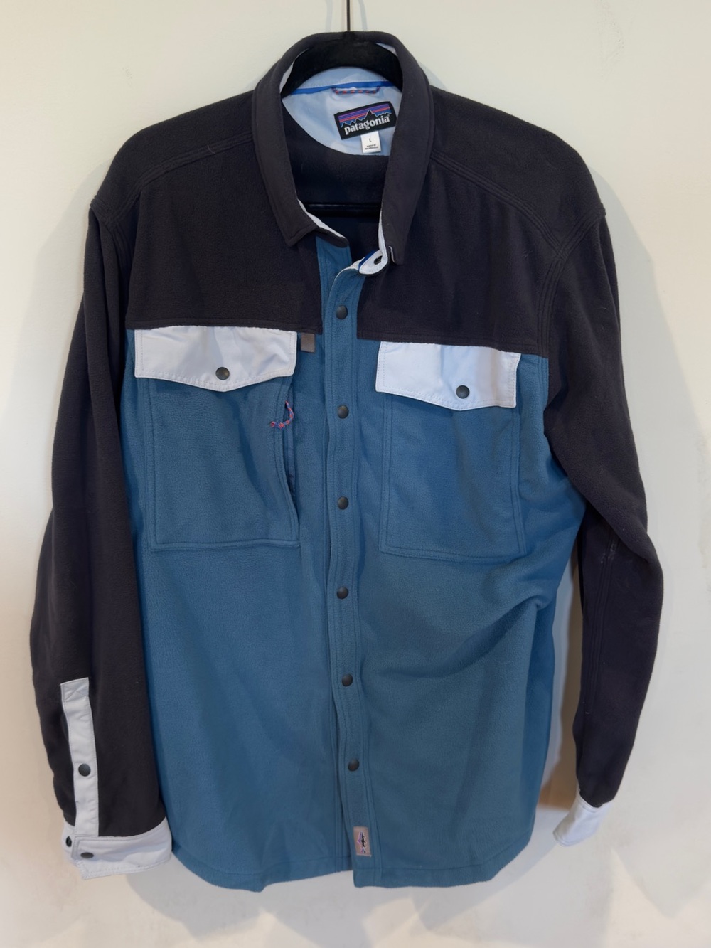 Patagonia Men’s Early Rise snap Blue & Black Fleece Shirt-Jacket